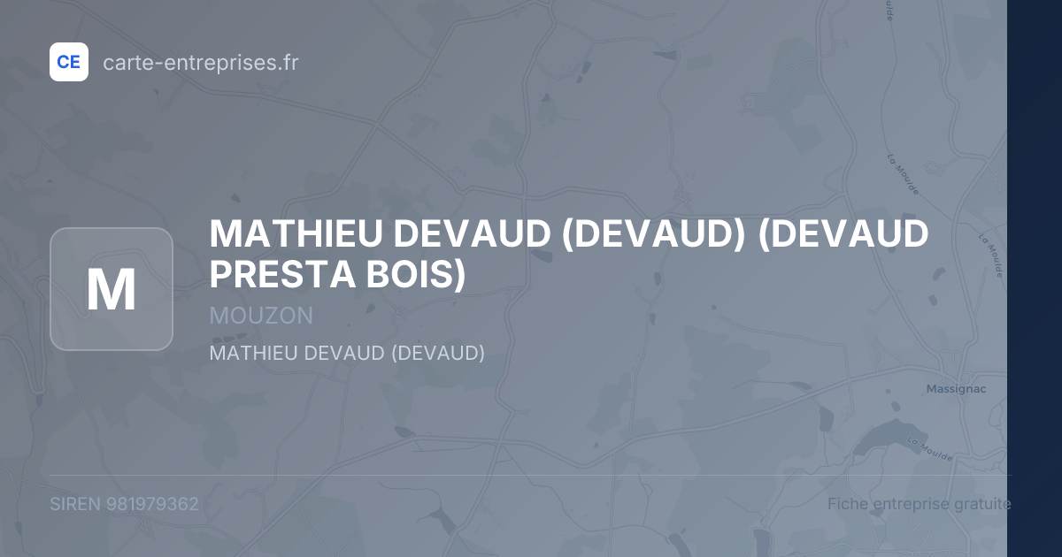 MATHIEU DEVAUD (DEVAUD) (DEVAUD PRESTA BOIS) — 981979362 — fiche entreprise