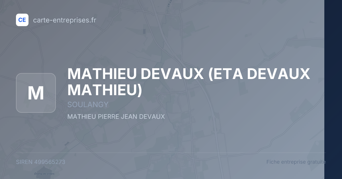 MATHIEU DEVAUX (ETA DEVAUX MATHIEU) — 499565273 — fiche entreprise