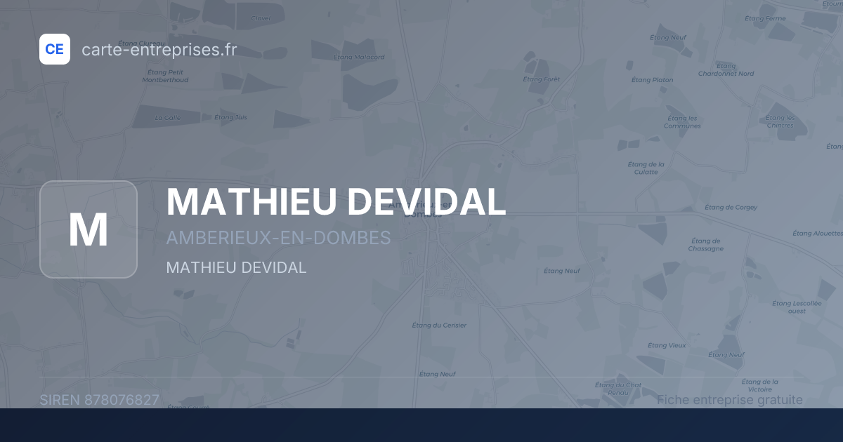 MATHIEU DEVIDAL — 878076827 — fiche entreprise