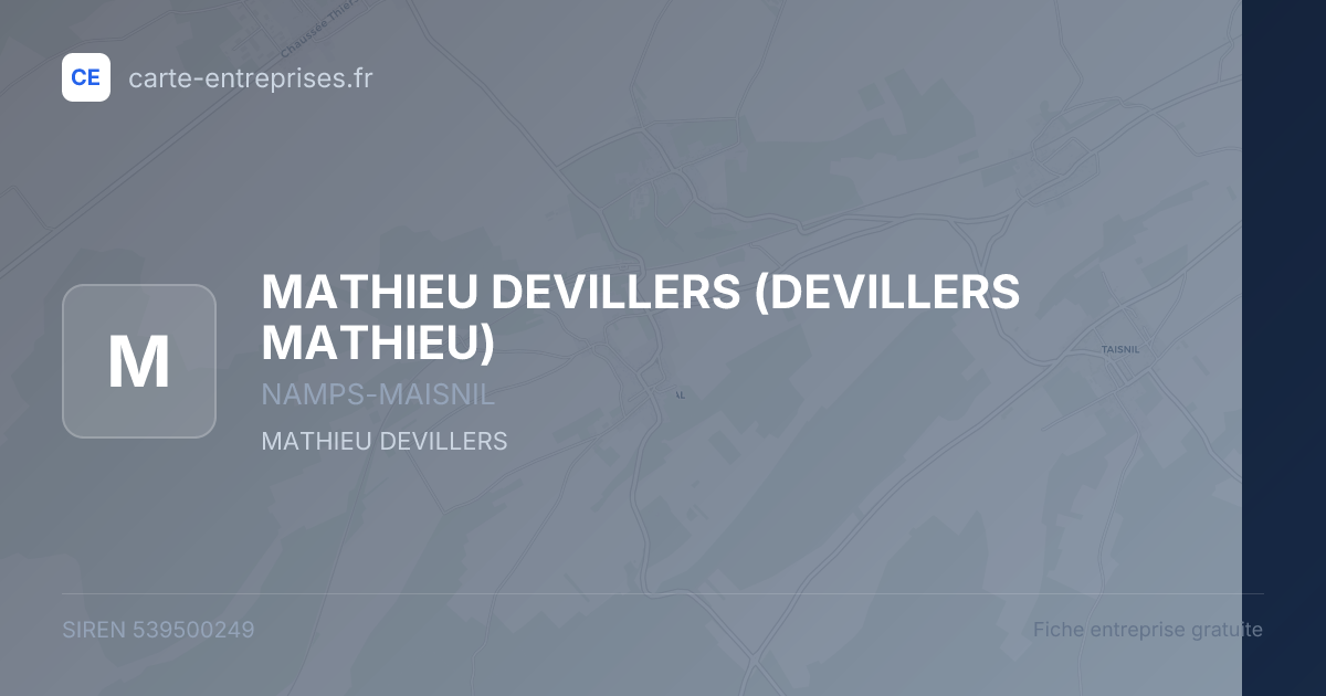 MATHIEU DEVILLERS (DEVILLERS MATHIEU) — 539500249 — fiche entreprise