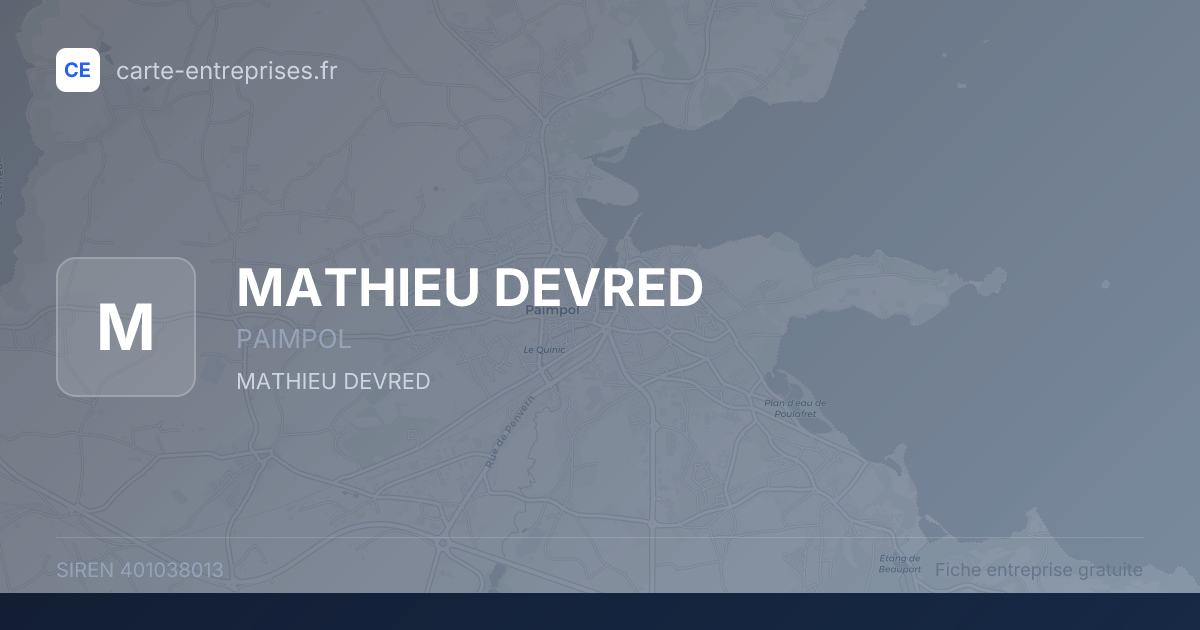 MATHIEU DEVRED — 401038013 — fiche entreprise