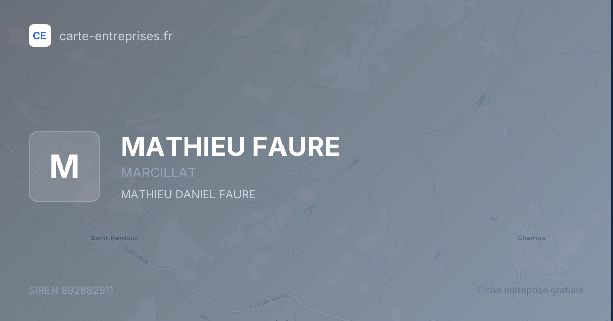 MATHIEU FAURE — 892882911 — fiche entreprise