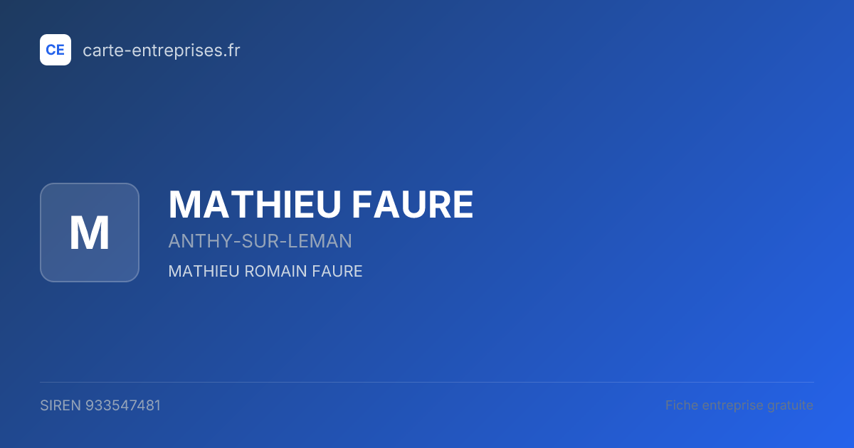 MATHIEU FAURE — 933547481 — fiche entreprise