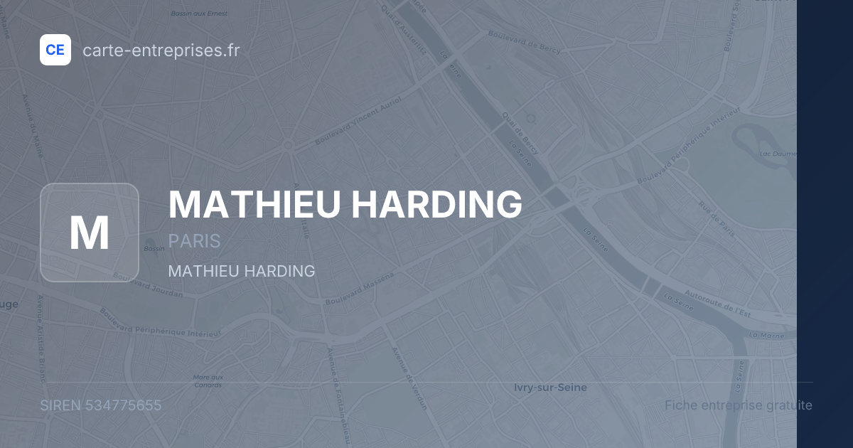 MATHIEU HARDING — 534775655 — fiche entreprise