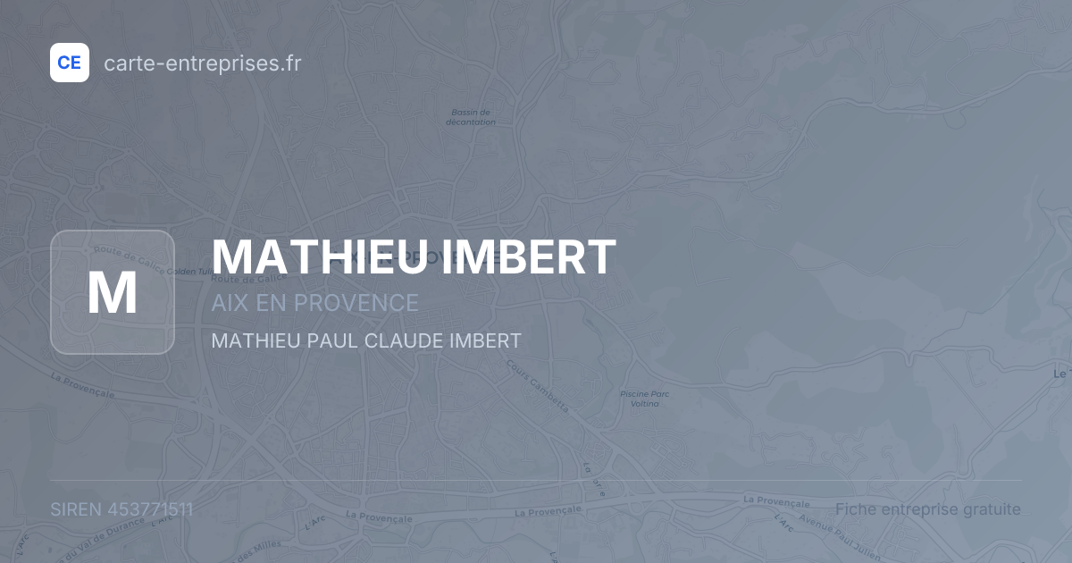 MATHIEU IMBERT — 453771511 — fiche entreprise