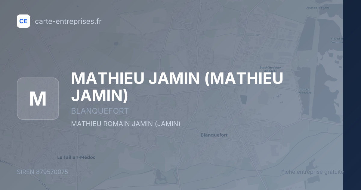 MATHIEU JAMIN — 879570075 — fiche entreprise