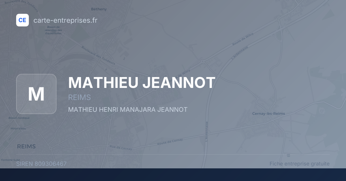 MATHIEU JEANNOT — 809306467 — fiche entreprise