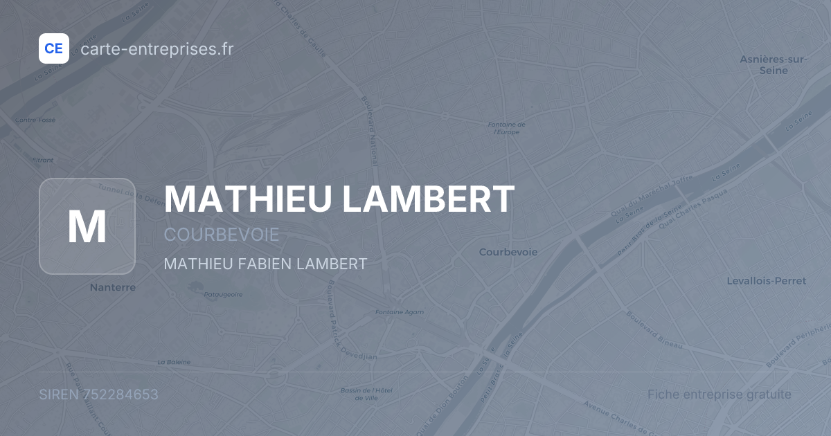 MATHIEU LAMBERT — 752284653 — fiche entreprise