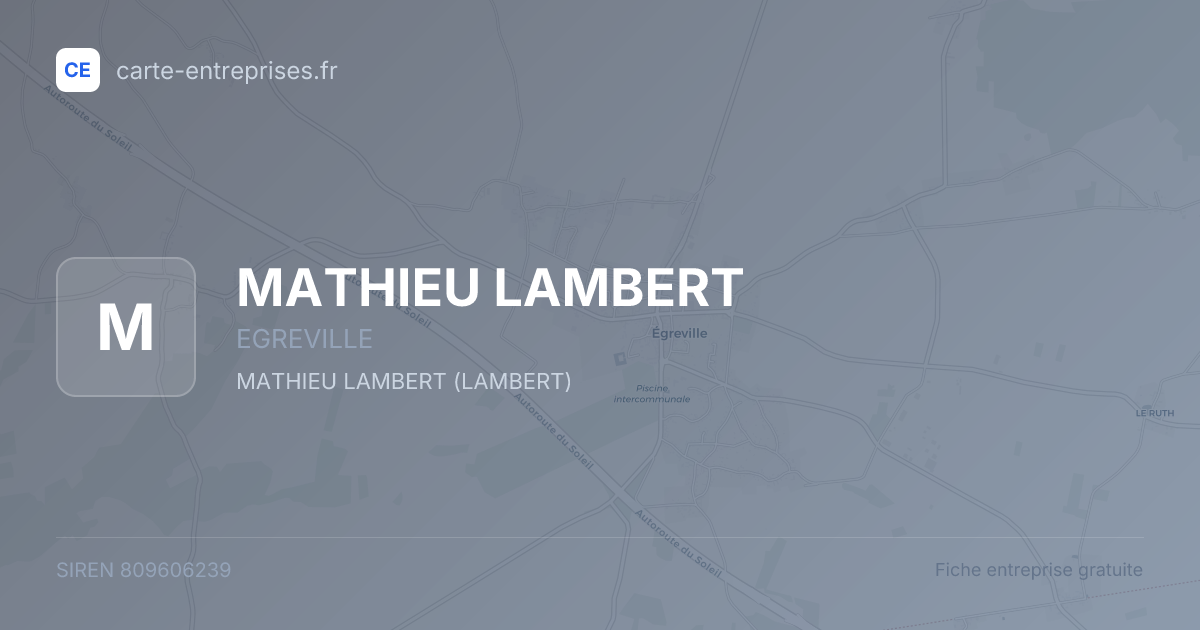 MATHIEU LAMBERT — 809606239 — fiche entreprise