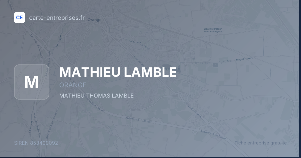 MATHIEU LAMBLE — 853409092 — fiche entreprise