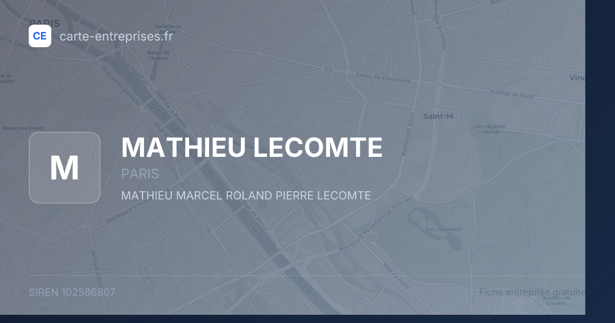MATHIEU LECOMTE — 102586807 — fiche entreprise