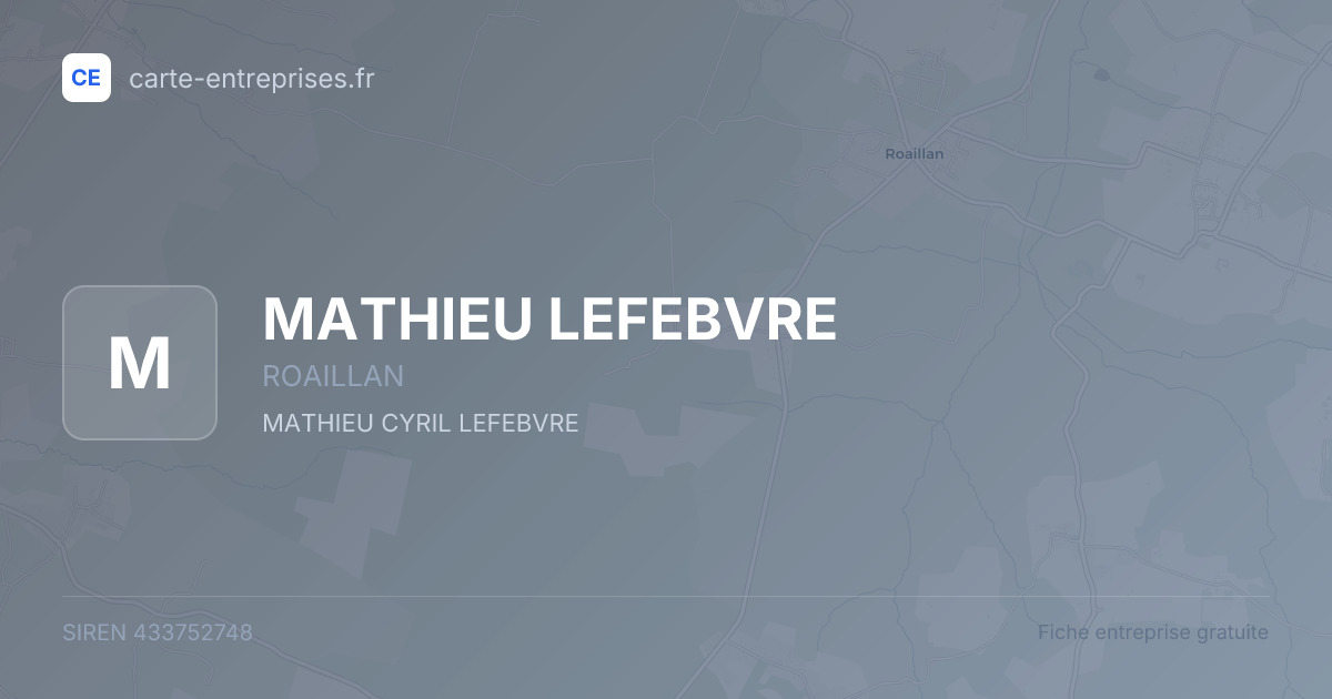 MATHIEU LEFEBVRE — 433752748 — fiche entreprise