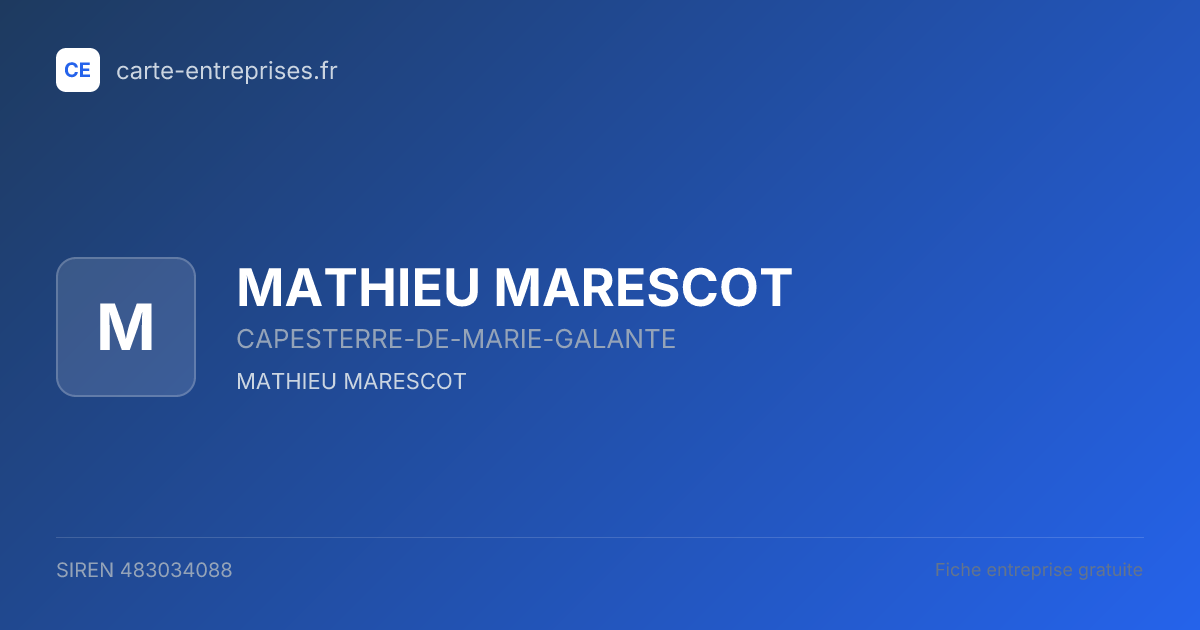 MATHIEU MARESCOT — 483034088 — fiche entreprise