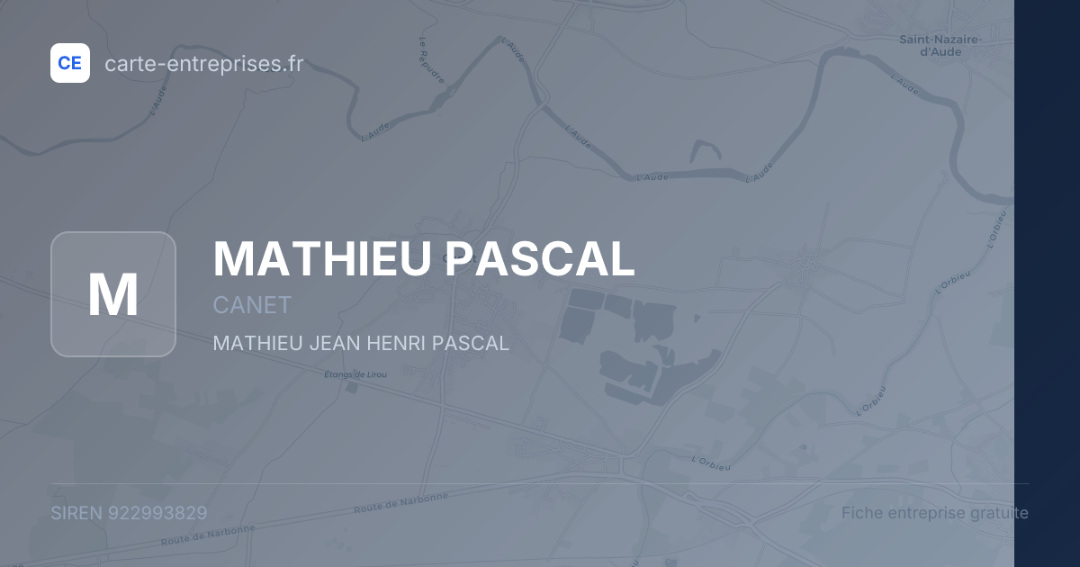 MATHIEU PASCAL — 922993829 — fiche entreprise