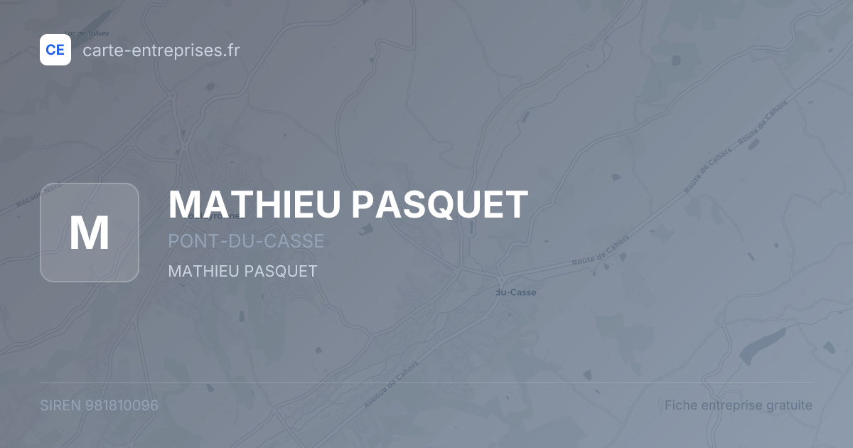 MATHIEU PASQUET — 981810096 — fiche entreprise