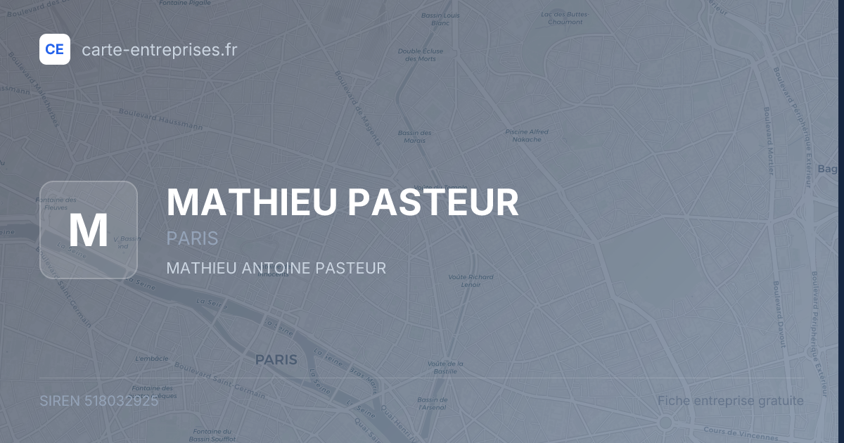 MATHIEU PASTEUR — 518032925 — fiche entreprise