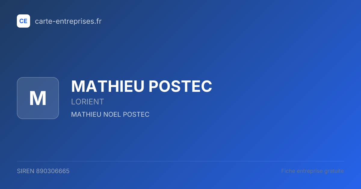 MATHIEU POSTEC — 890306665 — fiche entreprise