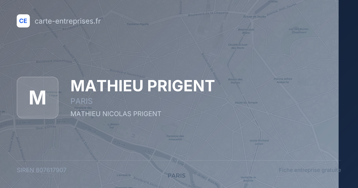 MATHIEU PRIGENT — 807617907 — fiche entreprise