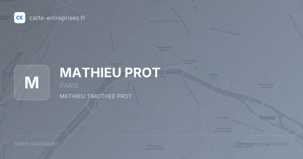 MATHIEU PROT — 449299387 — fiche entreprise