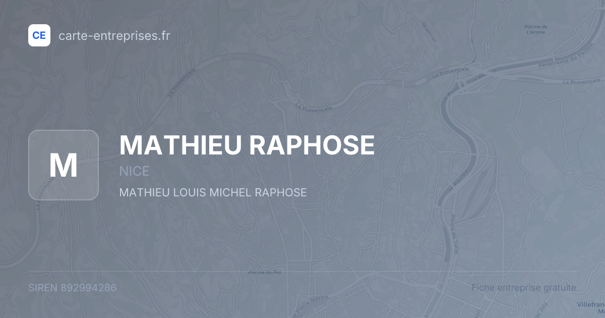 MATHIEU RAPHOSE — 892994286 — fiche entreprise