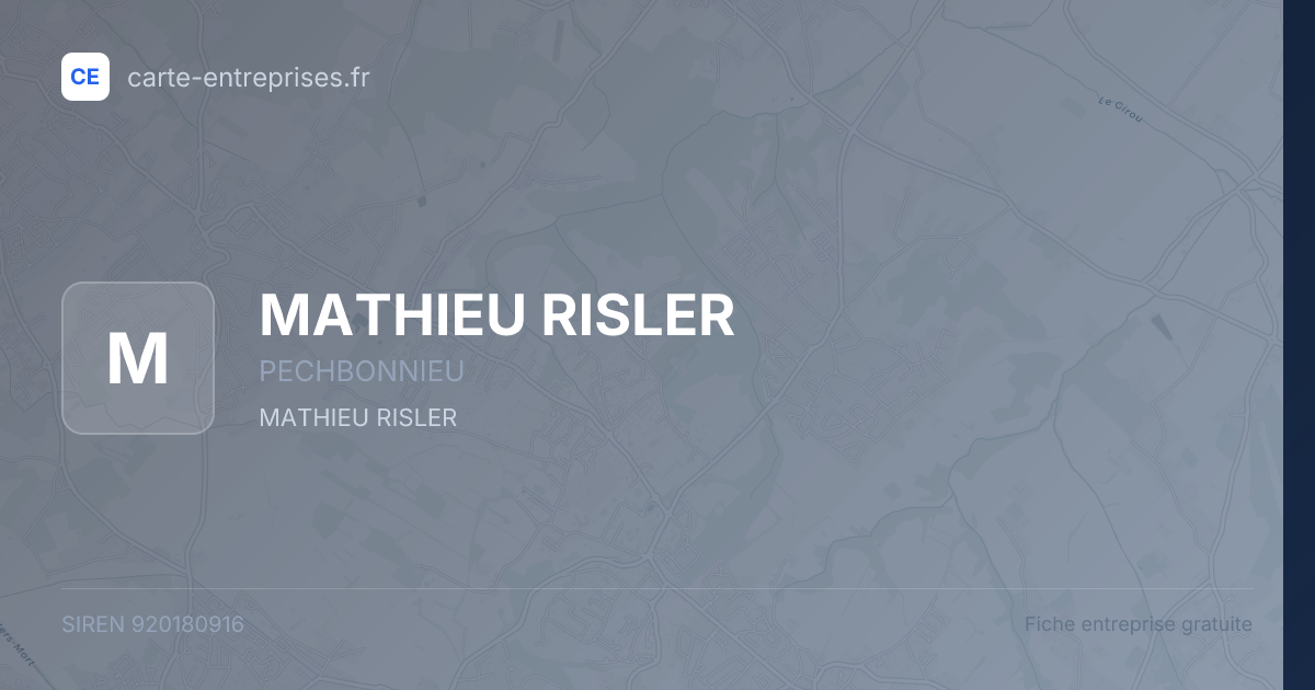 MATHIEU RISLER — 920180916 — fiche entreprise