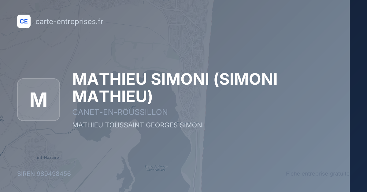 MATHIEU SIMONI (SIMONI MATHIEU) — 989498456 — fiche entreprise