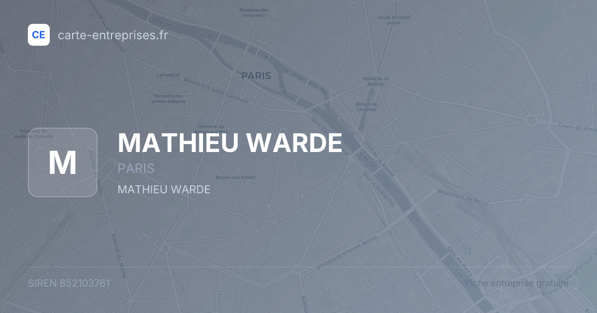 MATHIEU WARDE — 852103761 — fiche entreprise