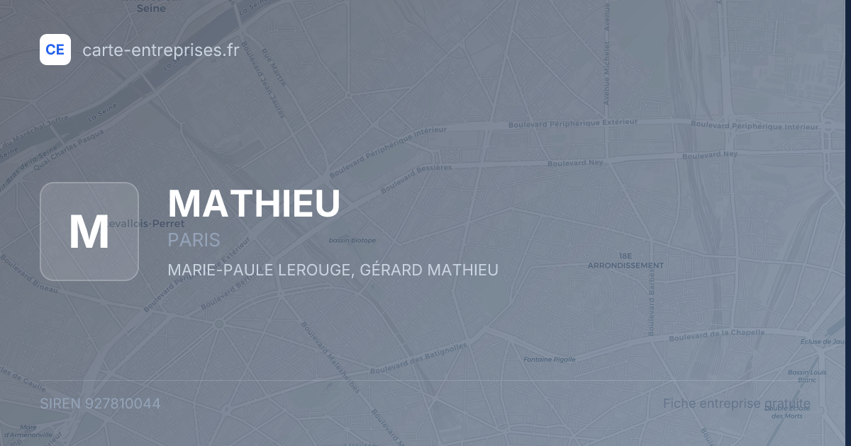 MATHIEU — 927810044 — fiche entreprise