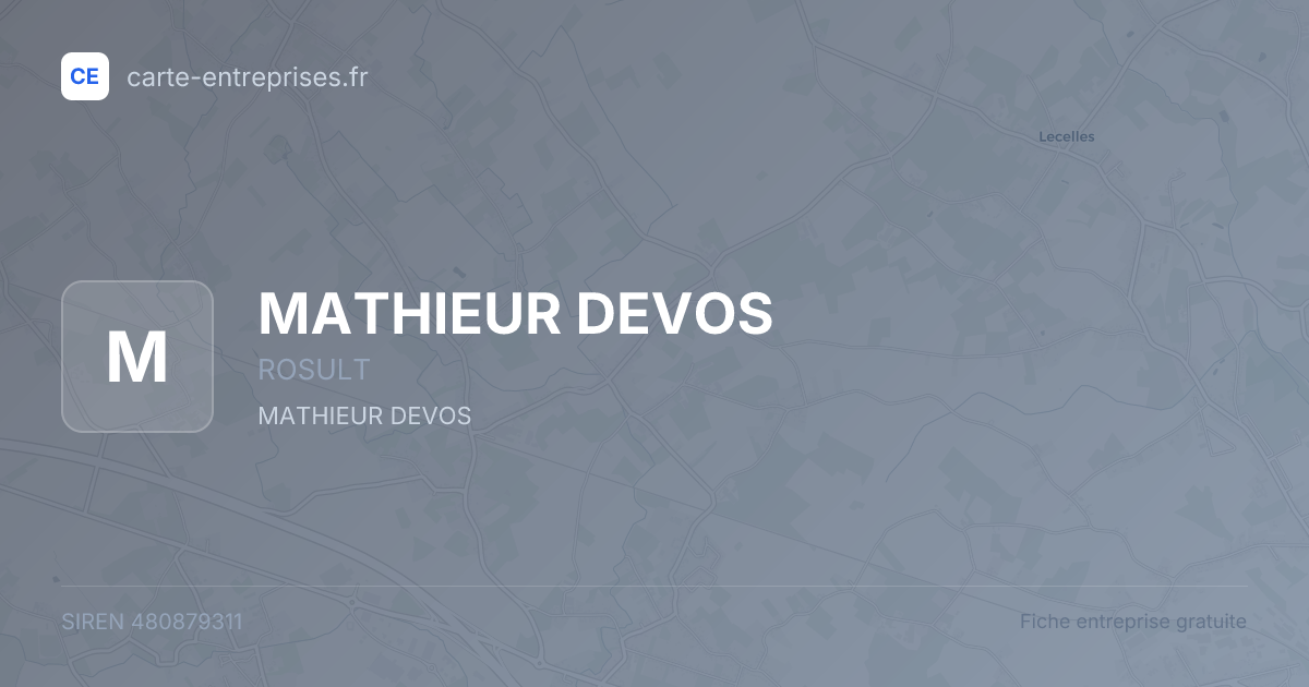 MATHIEUR DEVOS — 480879311 — fiche entreprise