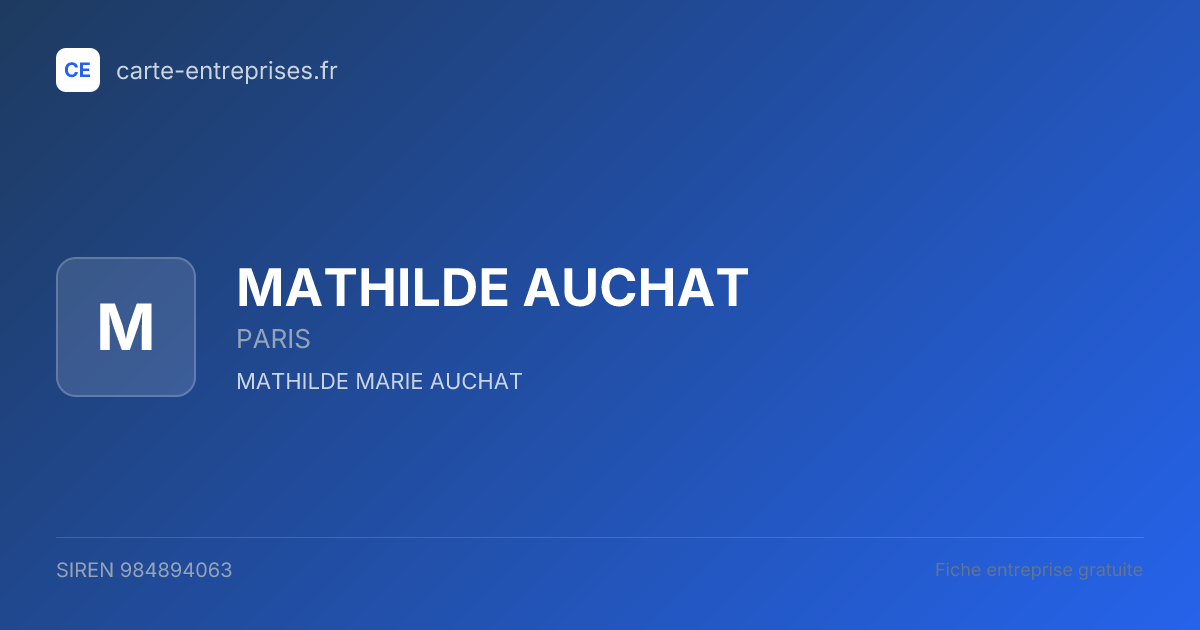 MATHILDE AUCHAT — 984894063 — fiche entreprise