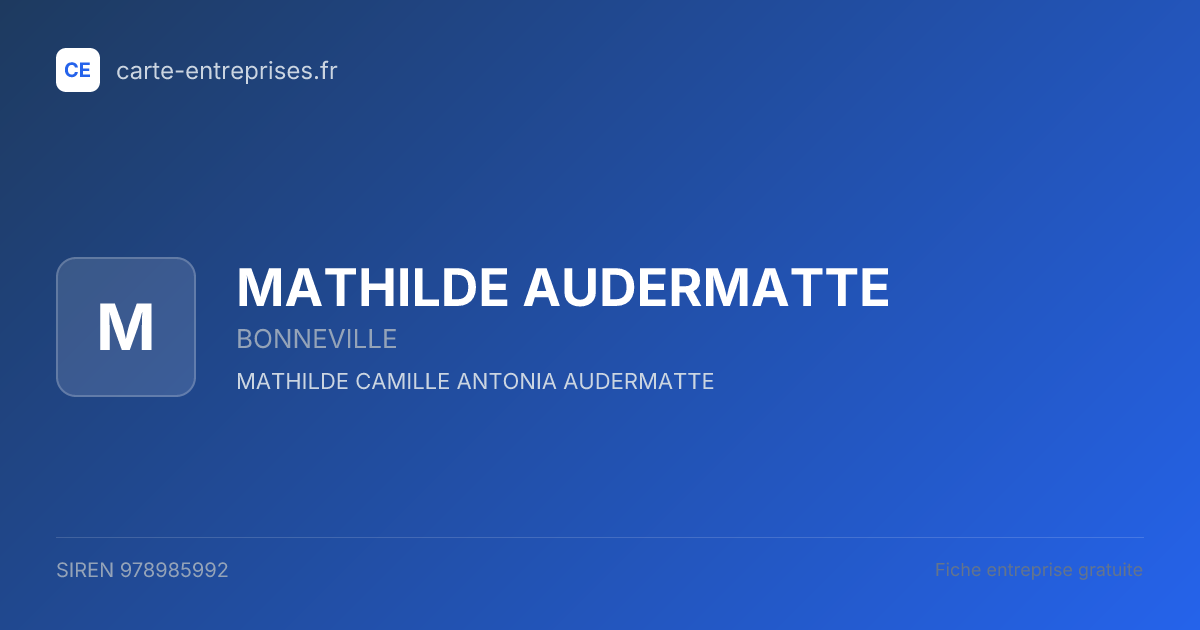 MATHILDE AUDERMATTE — 978985992 — fiche entreprise