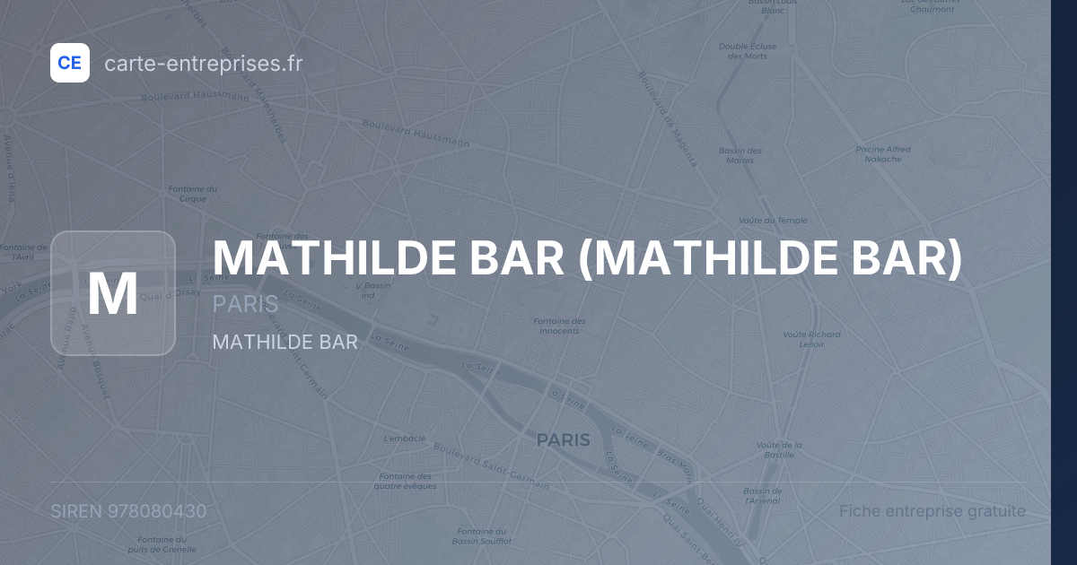 MATHILDE BAR — 978080430 — fiche entreprise