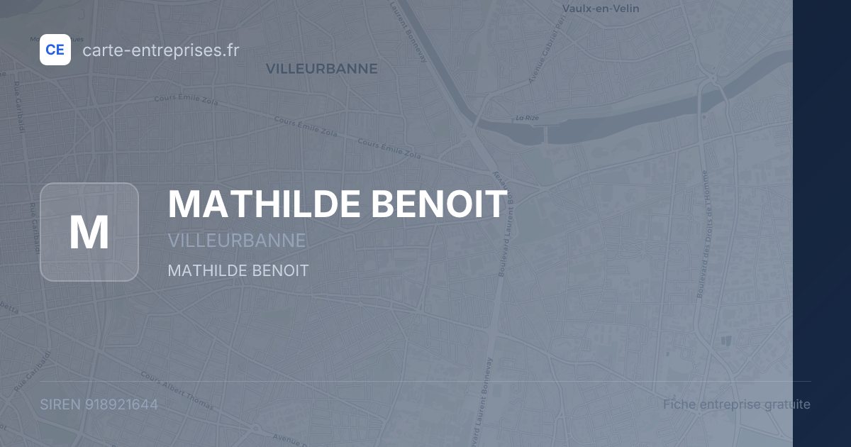MATHILDE BENOIT — 918921644 — fiche entreprise