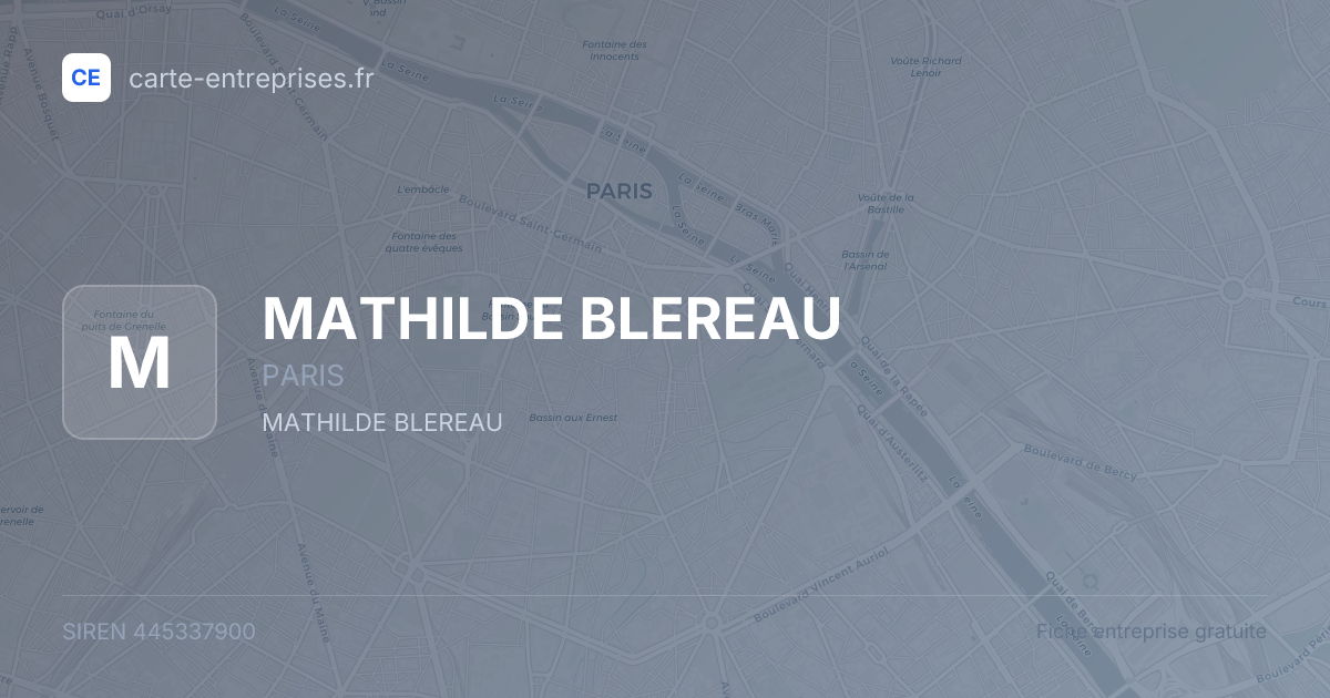 MATHILDE BLEREAU — 445337900 — fiche entreprise
