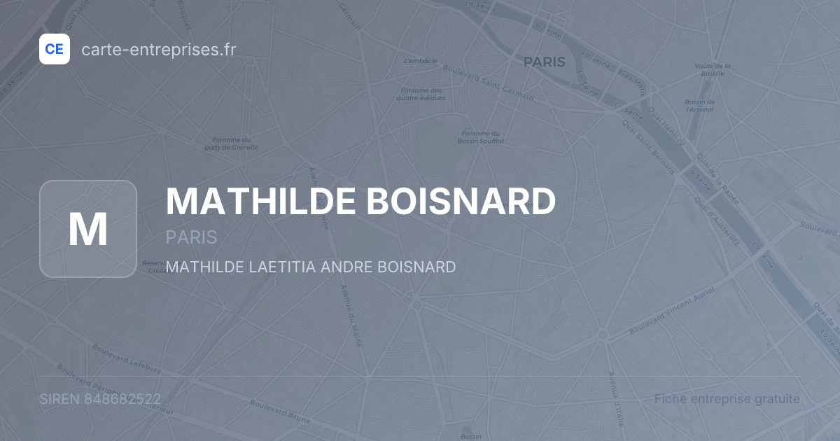 MATHILDE BOISNARD — 848682522 — fiche entreprise