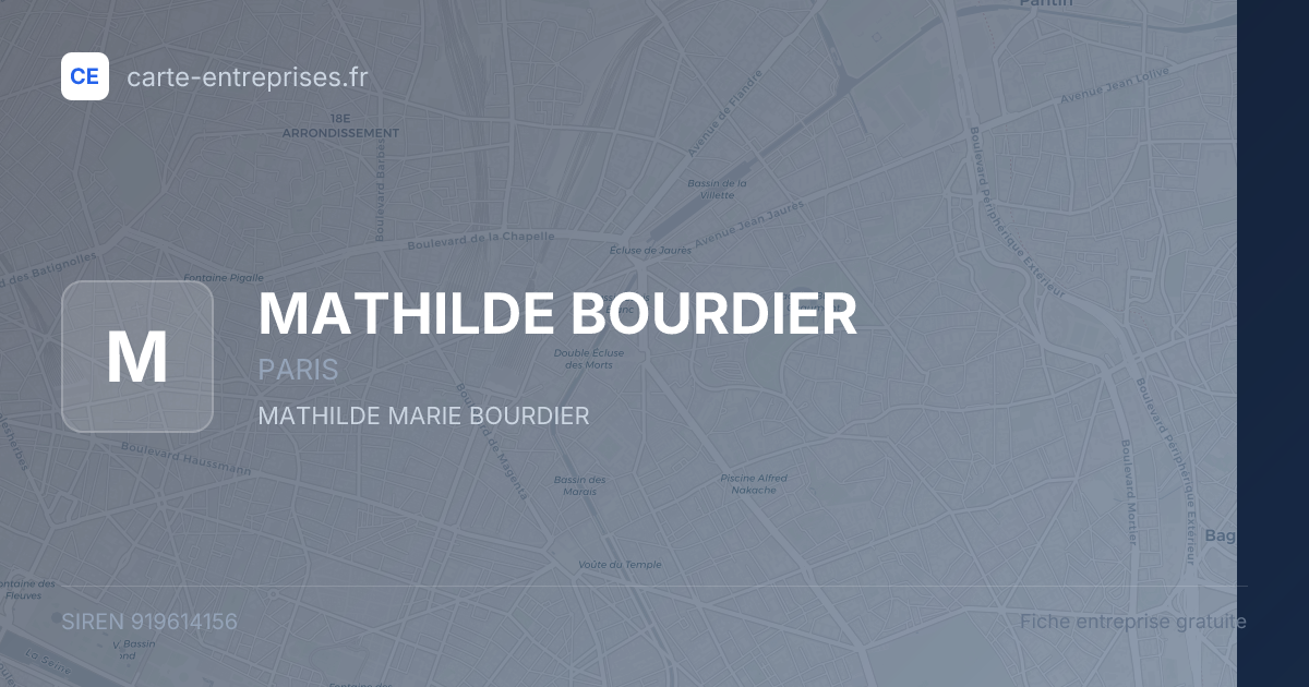MATHILDE BOURDIER — 919614156 — fiche entreprise