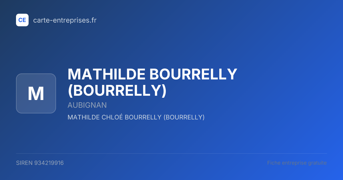 MATHILDE BOURRELLY (BOURRELLY) — 934219916 — fiche entreprise