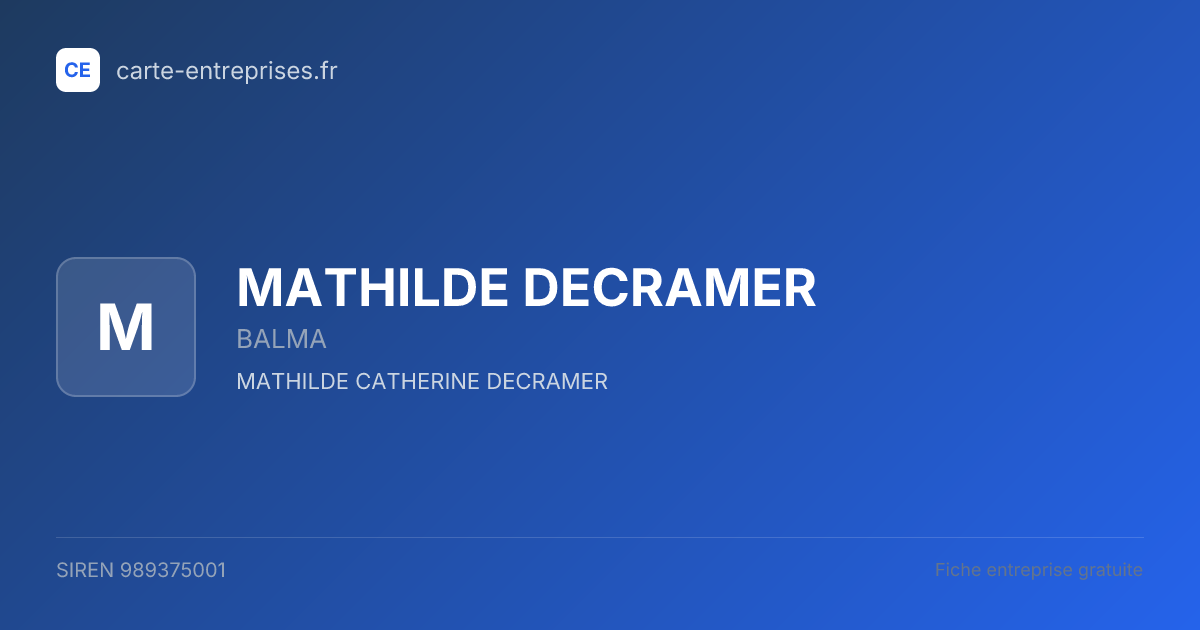 MATHILDE DECRAMER — 989375001 — fiche entreprise