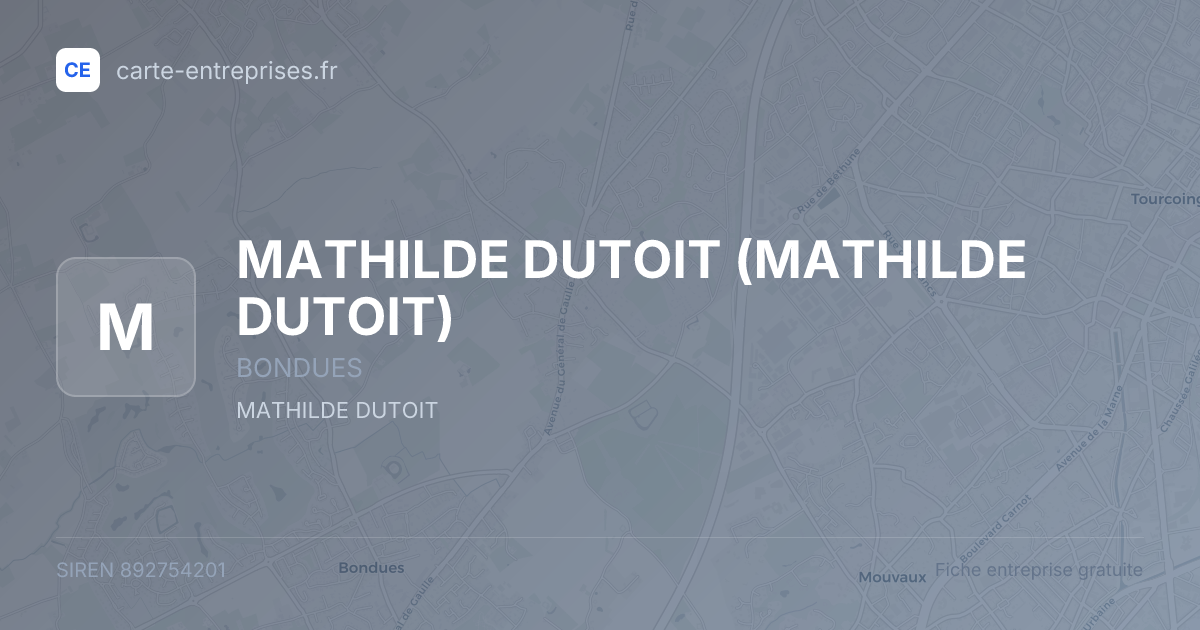 MATHILDE DUTOIT — 892754201 — fiche entreprise