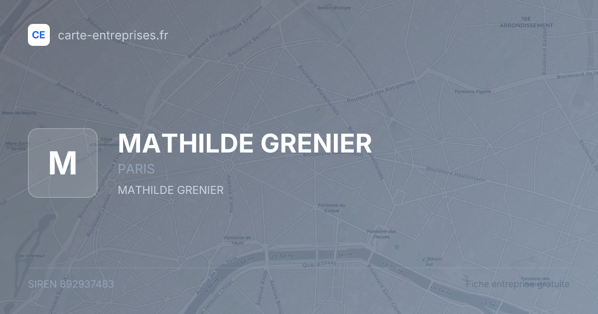 MATHILDE GRENIER — 892937483 — fiche entreprise