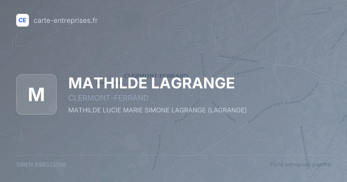 MATHILDE LAGRANGE — 898025556 — fiche entreprise