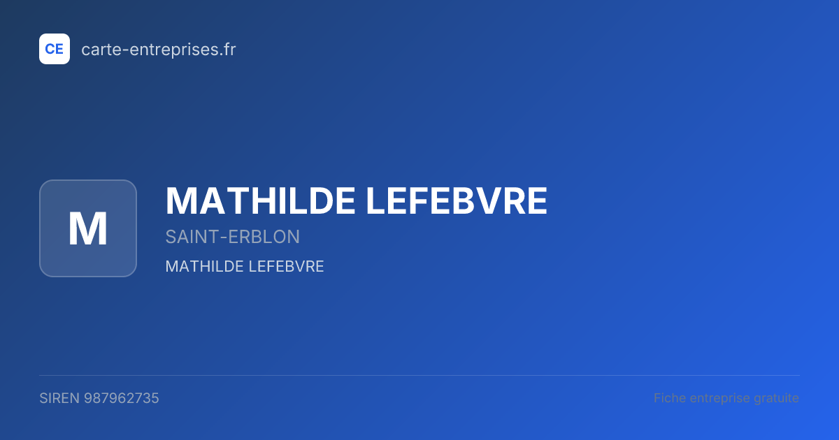MATHILDE LEFEBVRE — 987962735 — fiche entreprise