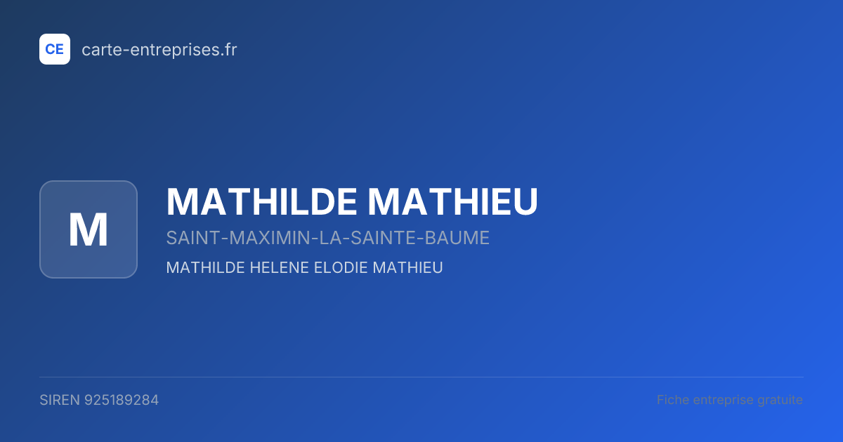 MATHILDE MATHIEU — 925189284 — fiche entreprise