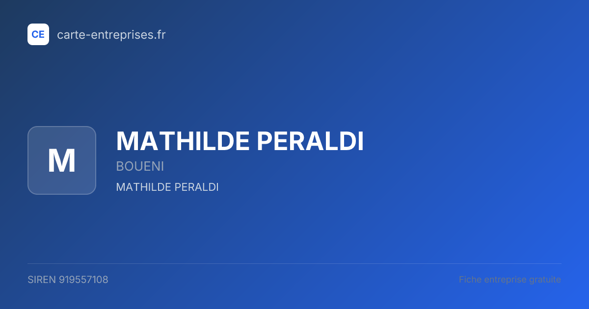 MATHILDE PERALDI — 919557108 — fiche entreprise
