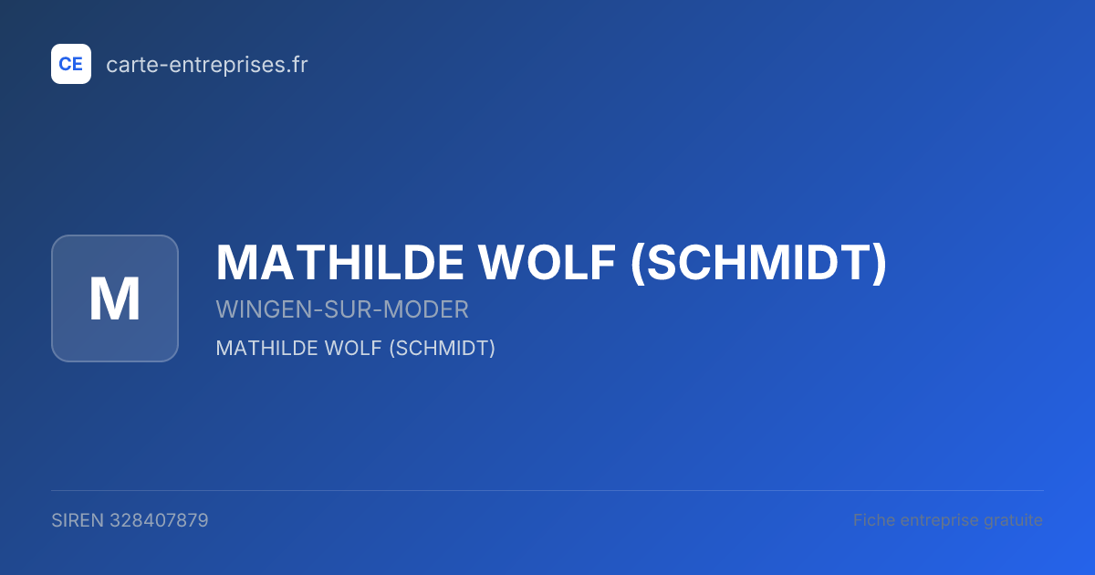MATHILDE WOLF (SCHMIDT) — 328407879 — fiche entreprise