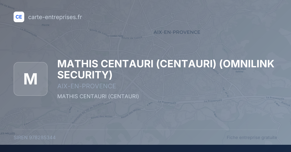 MATHIS CENTAURI (CENTAURI) (OMNILINK SECURITY) — 978285344 — fiche entreprise