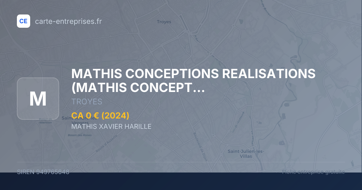 MATHIS CONCEPTIONS REALISATIONS (MATHIS CONCEPTIONS REALISATIONS) (MCR) — 949765648 — fiche entreprise