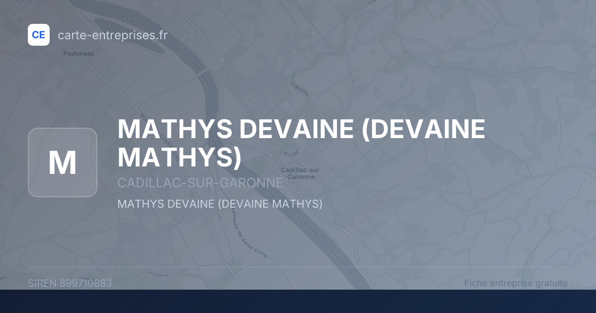 MATHYS DEVAINE (DEVAINE MATHYS) — 899710883 — fiche entreprise