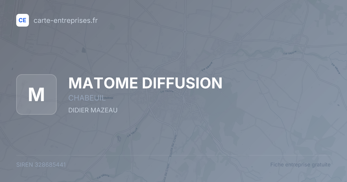 MATOME DIFFUSION — 328685441 — fiche entreprise