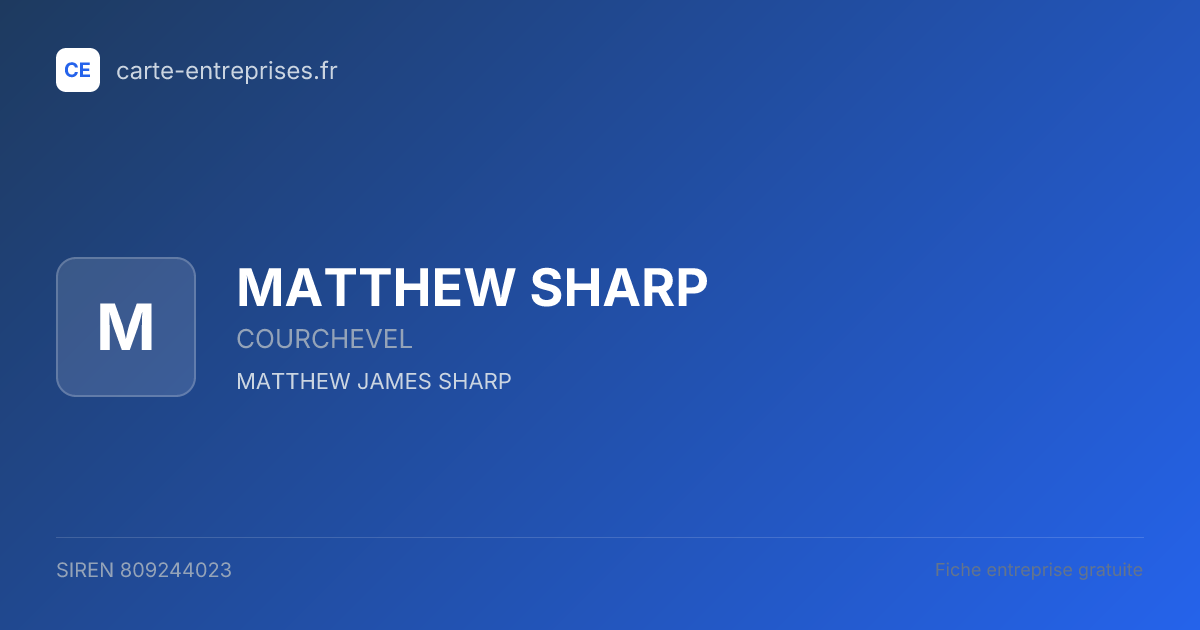 MATTHEW SHARP — 809244023 — fiche entreprise